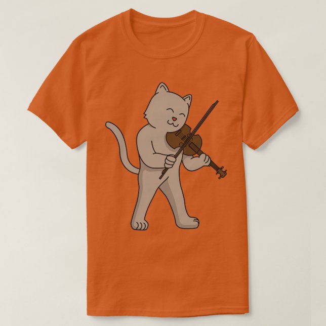Cat violin gift violin playing instrument T-Shirt (Design Front)