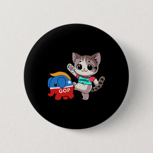 Cat Vs. Gop Elephant - Kamala Harris - Anti Trump  6 Cm Round Badge