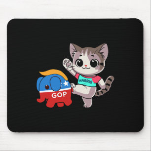 Cat Vs. Gop Elephant - Kamala Harris - Anti Trump Mouse Pad