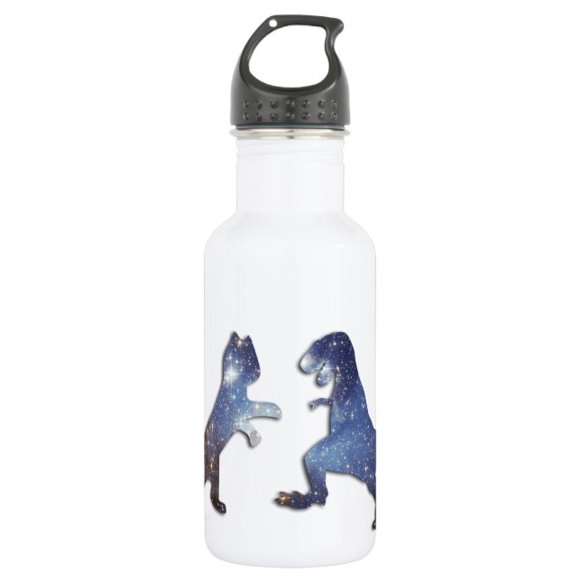 CAT VS T-REX - SPACE TEXTURE 532 ML WATER BOTTLE (Front)