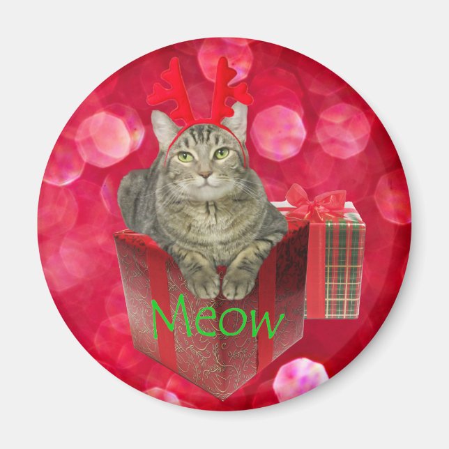 Cat Waiting for Santa Magnet (Front)