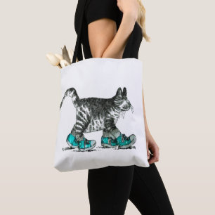 Cat Walking in His Shoes Tote Bag