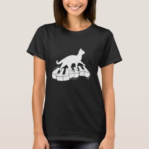 Cat Walking On Piano Cat Playing Piano Funny Cat T-Shirt