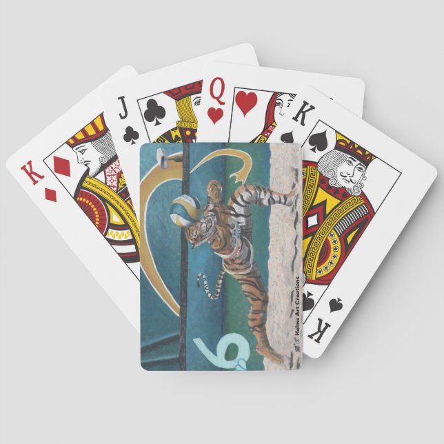 Cat Warrior Playing Volleyball Playing Cards (Back)