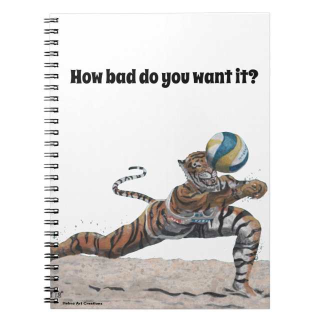 Cat Warrior Playing Volleyball Spiral Notebook (Front)