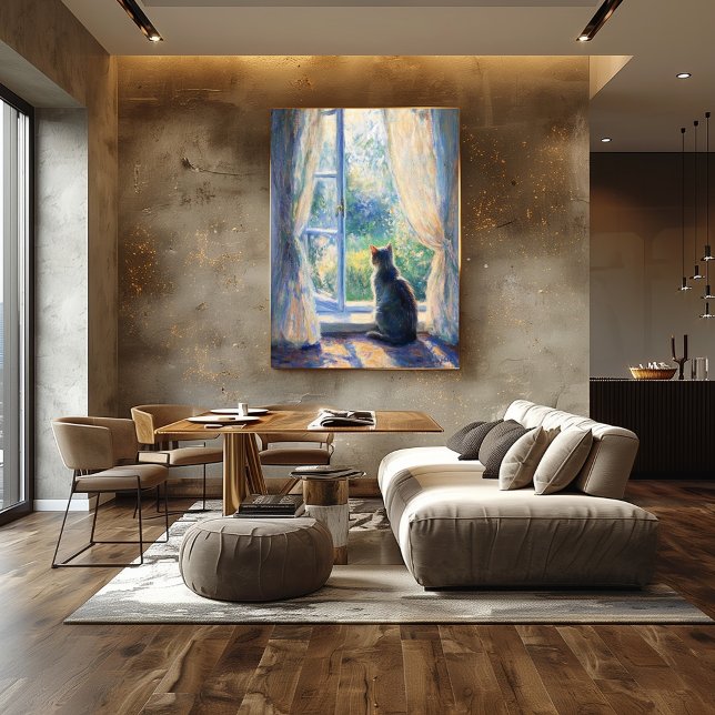 Cat Watching from Sunlit Window – Impressionist Poster (Creator Uploaded)