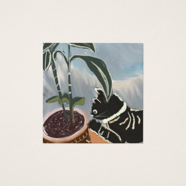 Cat Watching House Plants Card (Front)