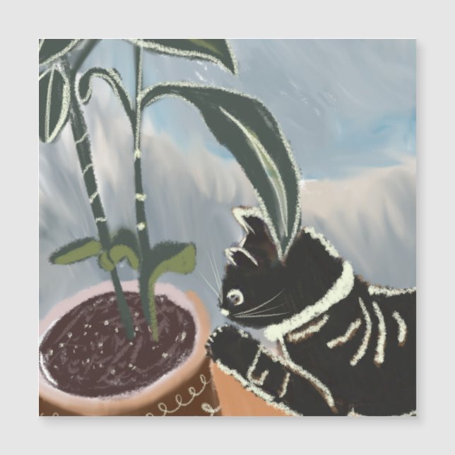 Cat Watching House Plants Card (Front)