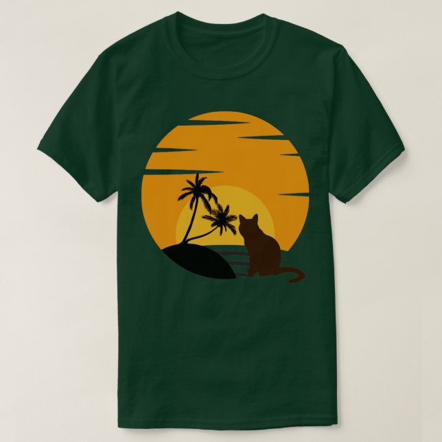 Cat Watching Sunset1 T-Shirt (Design Front)