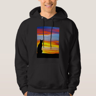 Cat Watching Sunset scene Black Cat Sunset 1 Hoodie