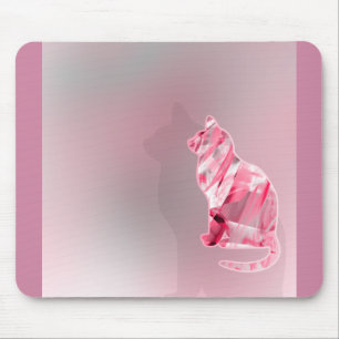 Cat Watercolor Animal for Rainbow Pink Cat Lovers Mouse Pad