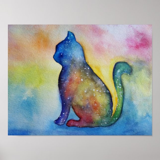 Cat Watercolor Art, Value Poster Paper (M (Front)