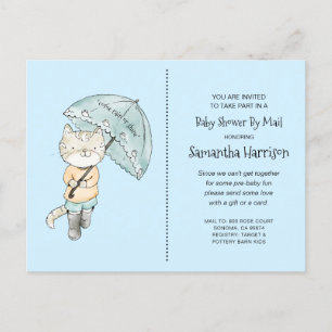 Cat Watercolor Baby Shower By Mail Invitation Postcard