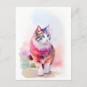 Cat Watercolor Portrait 2 Postcard