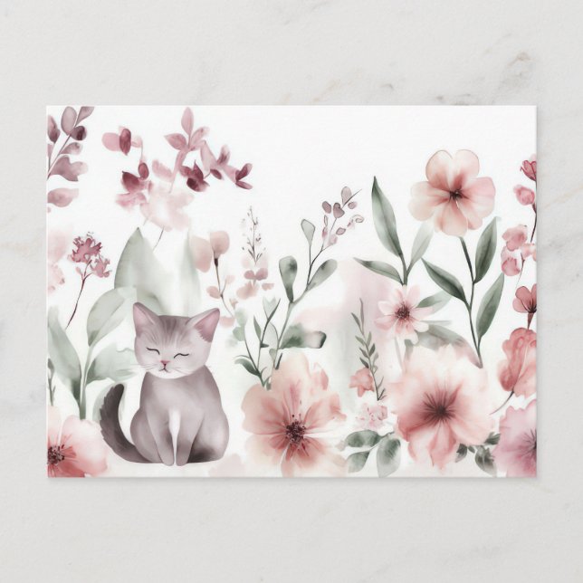 Cat Watercolor Postcard  (Front)
