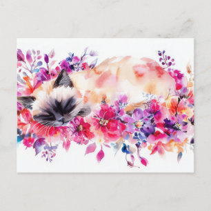 Cat Watercolor Postcard 