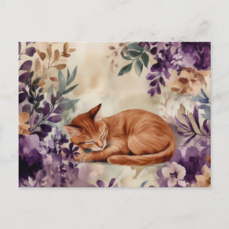 Cat Watercolor Postcard