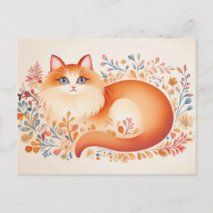 Cat Watercolor Postcard 