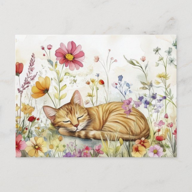 Cat Watercolor Postcard  (Front)