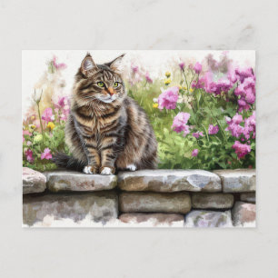 Cat Watercolor Postcard 