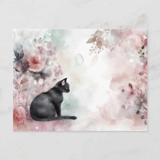 Cat Watercolor Postcard  (Front)