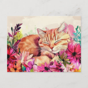 Cat Watercolor Postcard