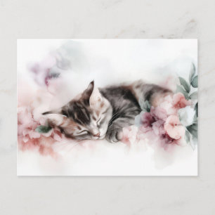 Cat Watercolor Postcard