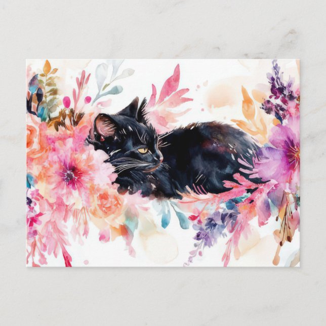 Cat Watercolor Postcard  (Front)