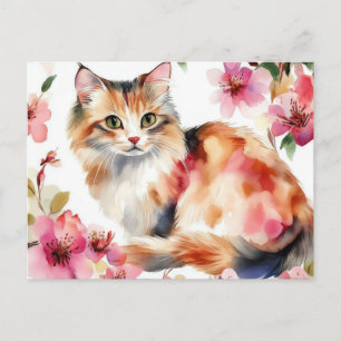 Cat Watercolor Postcard