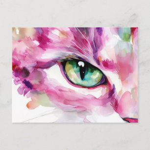 Cat Watercolor Postcard