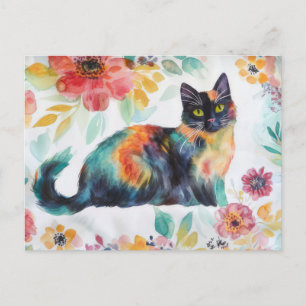Cat Watercolor Postcard