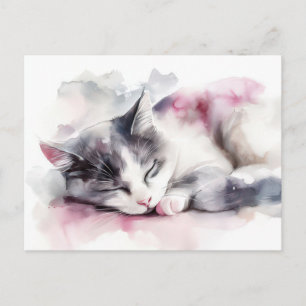 Cat Watercolor Postcard 