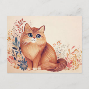 Cat Watercolor Postcard