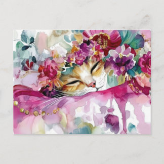Cat Watercolor Postcard