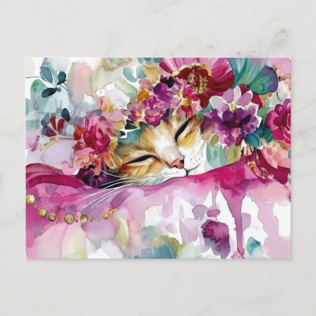 Cat Watercolor Postcard  (Front)