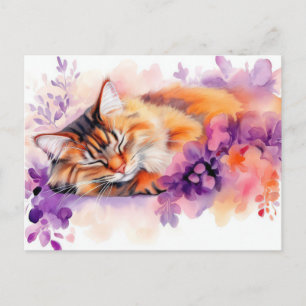 Cat Watercolor Postcard