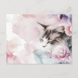 Cat Watercolor Postcard