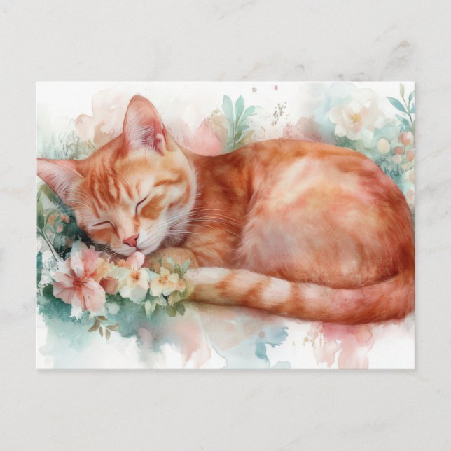 Cat Watercolor Postcard  (Front)