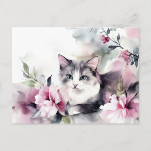 Cat Watercolor Postcard 