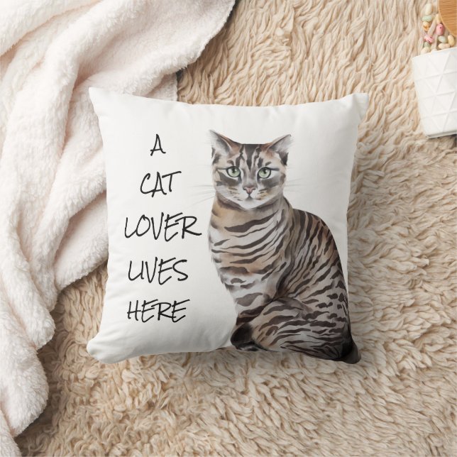 Cat Watercolor Saying  Cushion (Blanket)