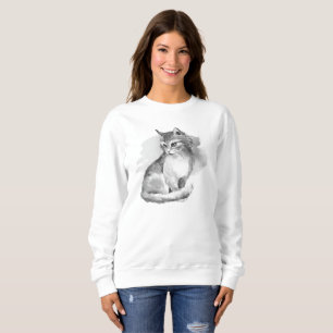 Cat. Watercolor Sweatshirt