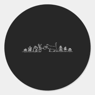 Cat Watering Plants  Classic Round Sticker