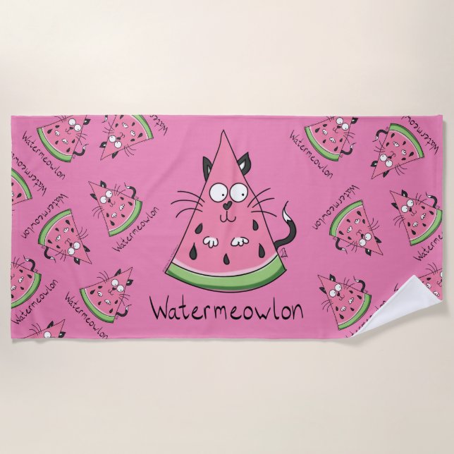 Cat Watermelon Cute Kid's Beach Towel (Front)