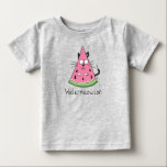 Cat Watermelon Funny Cartoon Baby T-Shirt<br><div class="desc">This adorable watermeowlon is here to say hello!  Perfect for a cat lover or watermelon fan or just a friend that likes to stay healthy,  eat fruit and laugh!</div>