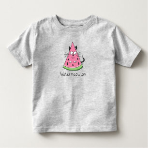 Cat Watermelon Funny Cartoon Toddler T-Shirt