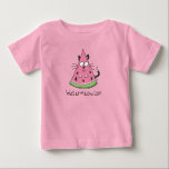 Cat Watermelon Kids Funny Cute Baby T-Shirt<br><div class="desc">This adorable watermeowlon is here to say hello!  Perfect for a cat lover or watermelon fan or just a friend that likes to stay healthy,  eat fruit and laugh!  Also a cute design for kids,  children and cat lovers!</div>