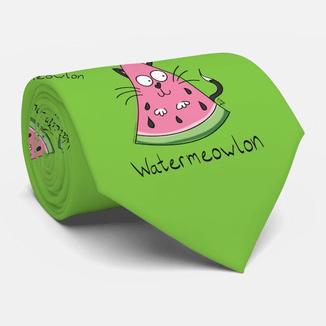 Cat Watermelon Kids Funny Cute Tie (Rolled)