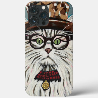 Cat wearing a hat and glasses iPhone 13 pro max case