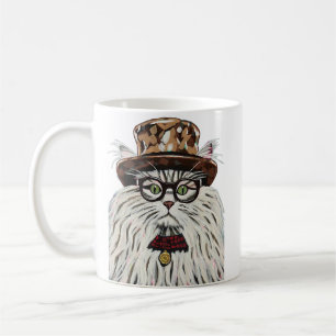 Cat wearing a hat and glasses coffee mug