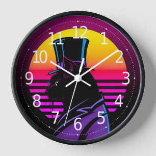 Cat Wearing a Tuxedo and a Hat Artwork   Clock